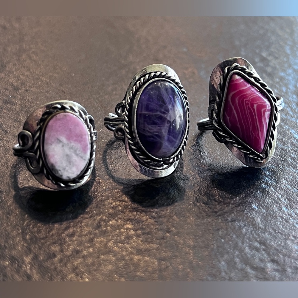 Various adjustable Rings- Mostly Peruvian, Genuine Gemstone - Picture 10 of 13